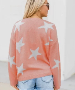 MY Smaibulun | Star Gal Low V Neck Knit Jumper - Pink New In Clothing