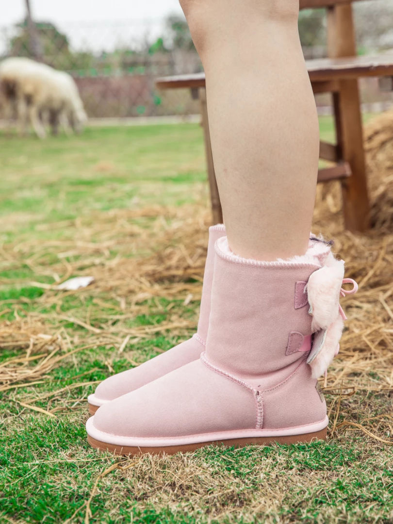 XH SMAIBULUN UGG™ | Back Woollen Bow Suede Boots – Dusty Pink 5 XH SMAIBULUN UGG™ | Back Woollen Bow Suede Boots – Dusty Pink