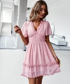 DY New In Clothing MAGDALEINE DRESS - PINK