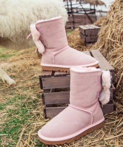 XH SMAIBULUN UGG™ | Back Woollen Bow Suede Boots – Dusty Pink 14 XH SMAIBULUN UGG™ | Back Woollen Bow Suede Boots – Dusty Pink