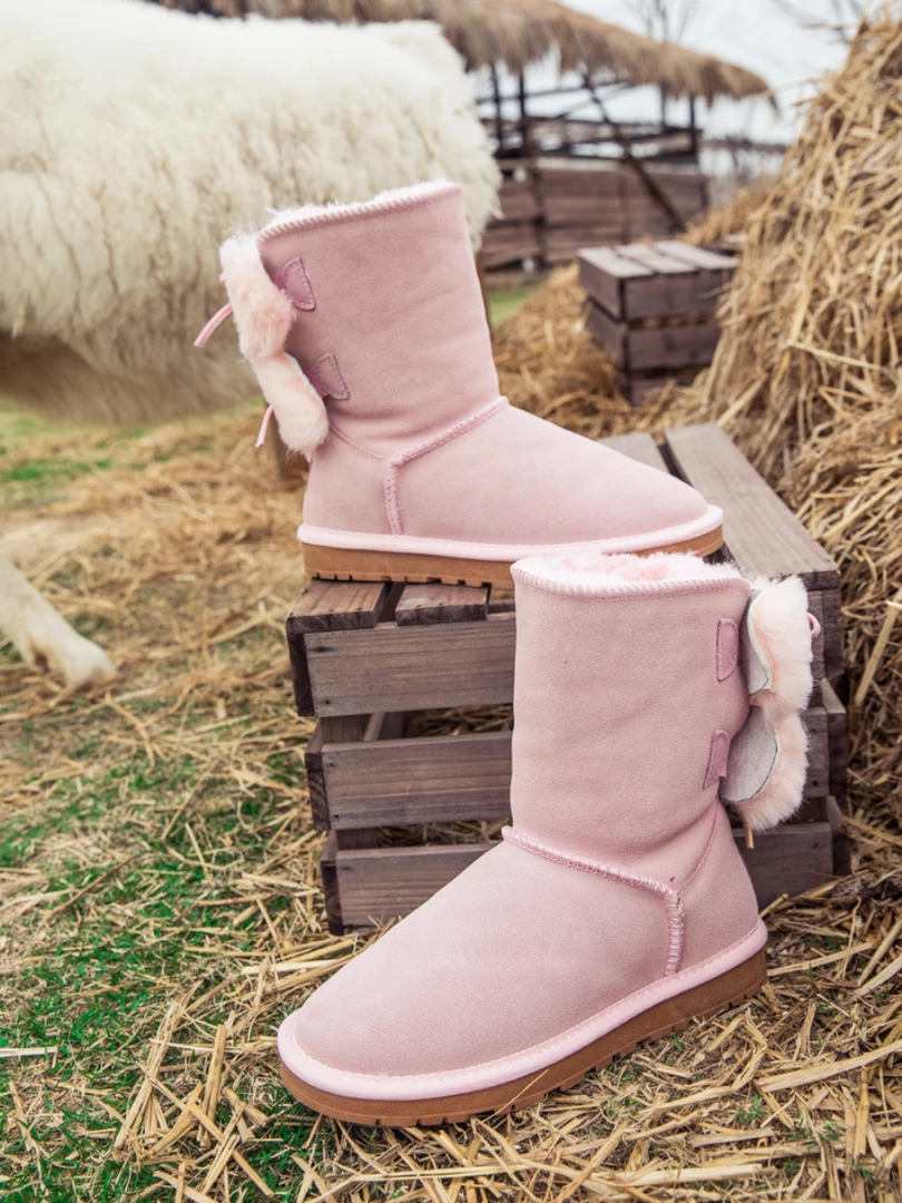 XH SMAIBULUN UGG™ | Back Woollen Bow Suede Boots – Dusty Pink 6 XH SMAIBULUN UGG™ | Back Woollen Bow Suede Boots – Dusty Pink