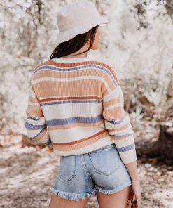 MY NEW ARRIVALS Smaibulun | Pink Mauve Stripe Crew Neck Knit Top