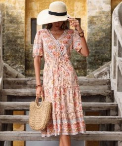 BFZY ALYANNA ROSE PRINT DRESS - PINK