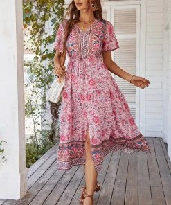 DY RICARDA BOHO MIDI DRESS - BLUSH PRINT