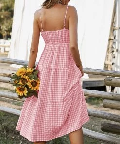 DY MARGARETTA Tartan Midi Dress - Pink 12 DY MARGARETTA Tartan Midi Dress - Pink