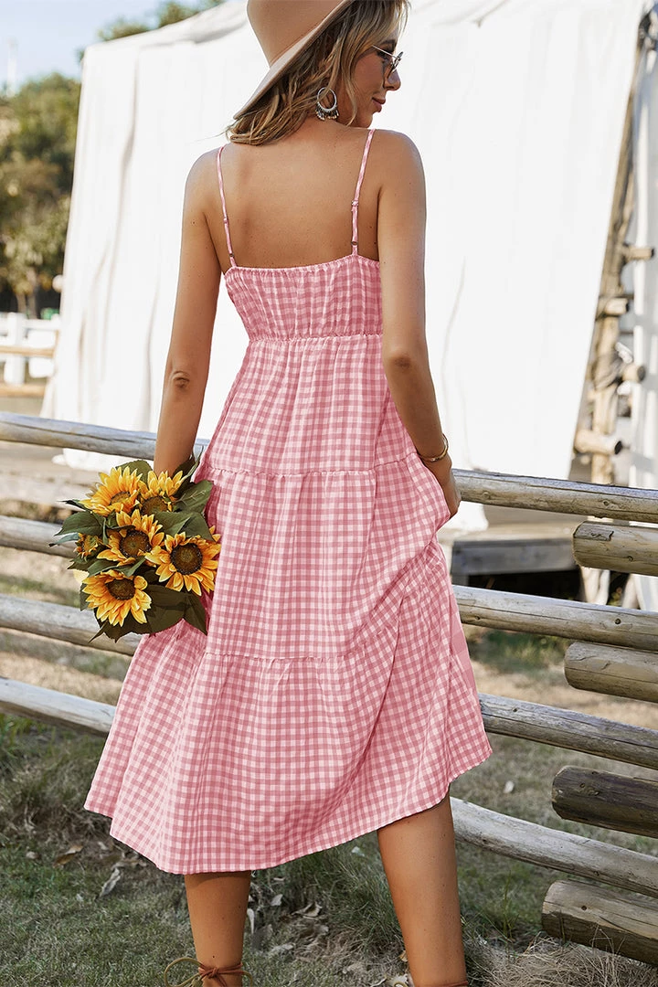 DY MARGARETTA Tartan Midi Dress - Pink 6 DY MARGARETTA Tartan Midi Dress - Pink