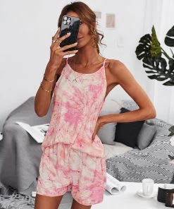TAMIA LOUNGEWEAR SET - PINK TIE DYE