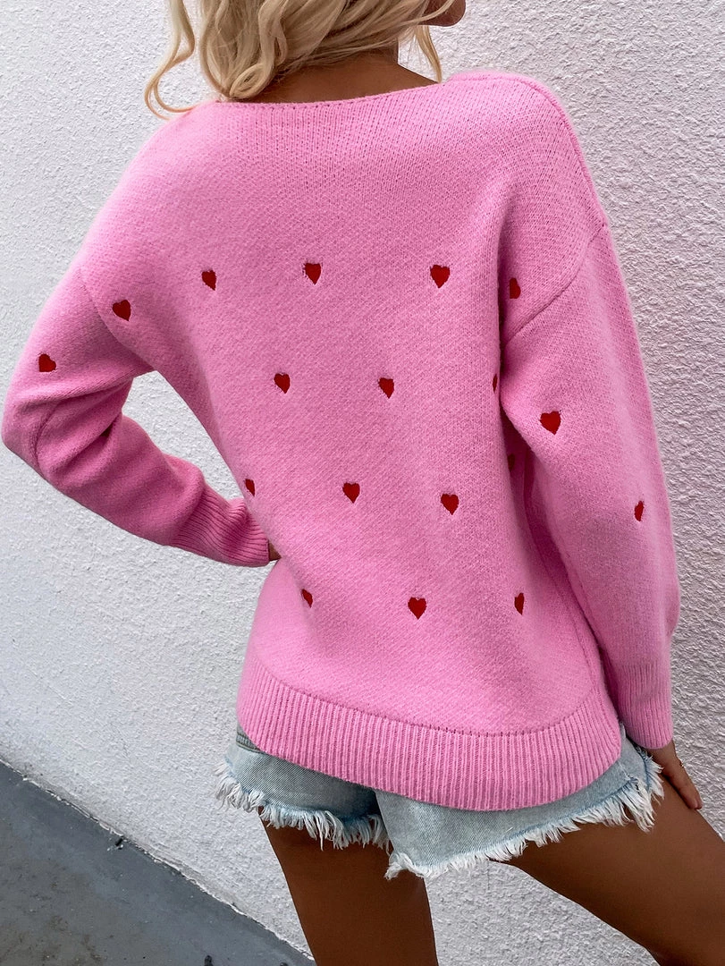 MY Smaibulun | Valentine Hearts Low V Neck Knit Sweater - Pink NEW ARRIVALS 6 MY Smaibulun | Valentine Hearts Low V Neck Knit Sweater - Pink NEW ARRIVALS