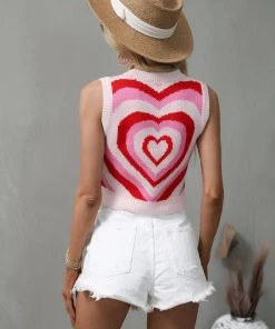 MY Smaibulun | Hearted Sleeveless Knit Crop Top - Pink NEW ARRIVALS