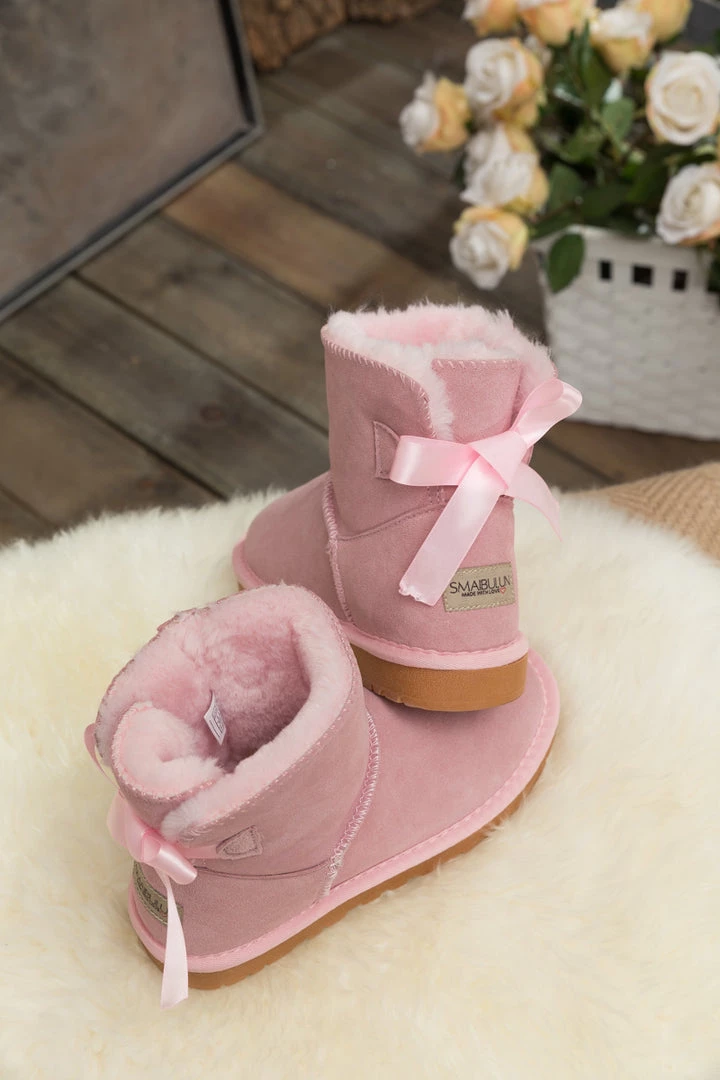 XH SMAIBULUN UGG™ | Ribbon Butterfly Bow-Back Faux Fur-Lined Suede Boots New In Shoes 7 XH SMAIBULUN UGG™ | Ribbon Butterfly Bow-Back Faux Fur-Lined Suede Boots New In Shoes