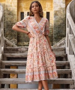 BFZY ALYANNA ROSE PRINT DRESS - PINK