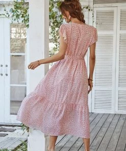 DY MARNIE MIDI DRESS - PINK PRINT