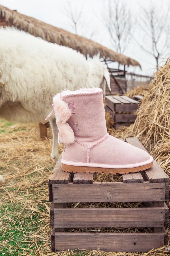 XH SMAIBULUN UGG™ | Back Woollen Bow Suede Boots – Dusty Pink 8 XH SMAIBULUN UGG™ | Back Woollen Bow Suede Boots – Dusty Pink