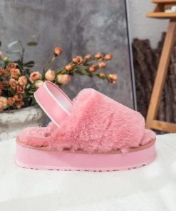 XH NEW ARRIVALS SMAIBULUN UGG™ | Soft Woolen Fluffy Disco Sandals Slippers - Pink