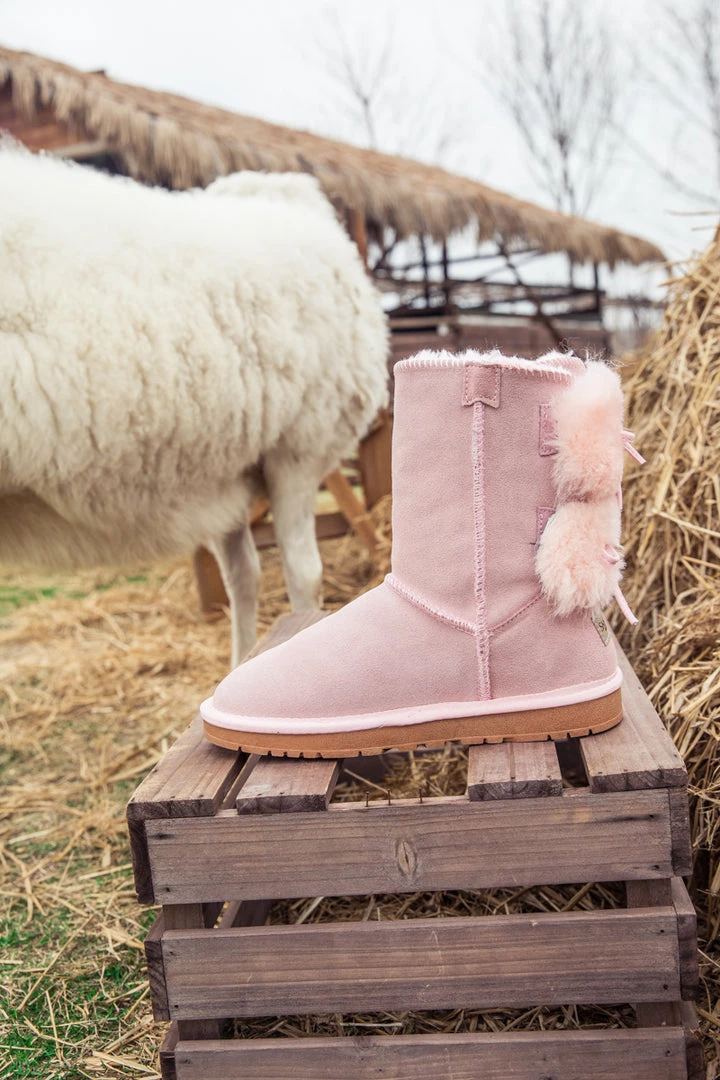 XH SMAIBULUN UGG™ | Back Woollen Bow Suede Boots – Dusty Pink 9 XH SMAIBULUN UGG™ | Back Woollen Bow Suede Boots – Dusty Pink