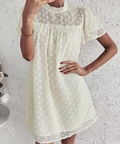 DY LOIDA Swiss Dot Tunic Dress - Pistachio New In Clothing