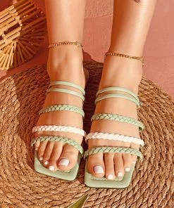 HT New In Shoes En Bloom | REVERE WOVEN SLIDES PISTACHIO