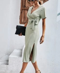 DY CLARETTA French Rib Midi Dress - Pistachio