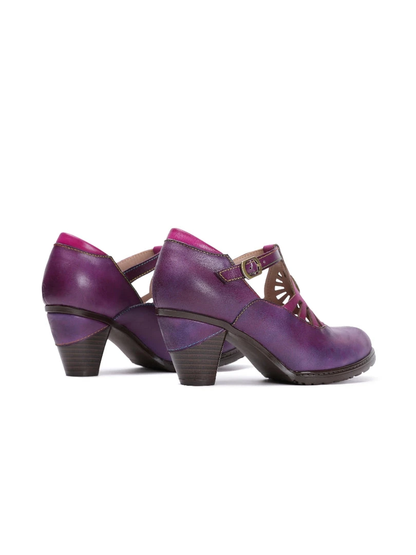 RXD NEW ARRIVALS SOFFIA | Purple Genuine Leather Cut Out Vintage Mary Jane Heeled Pumps 10 RXD NEW ARRIVALS SOFFIA | Purple Genuine Leather Cut Out Vintage Mary Jane Heeled Pumps