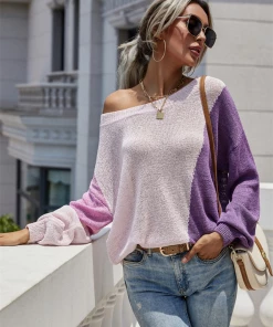 MY Smaibulun | GRANIA Two Tone Color Block Knit Sweater - Purple