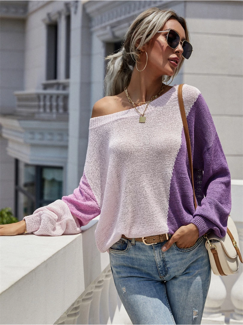 MY Smaibulun | GRANIA Two Tone Color Block Knit Sweater - Purple 1 MY Smaibulun | GRANIA Two Tone Color Block Knit Sweater - Purple