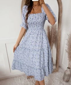 DY New In Clothing OWENA Square Neck Midi Dress - Purple