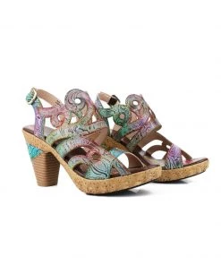 RXD SOFFIA | Genuine Leather Floral Embossed Leather Cut Out Sandals- Purple NEW ARRIVALS
