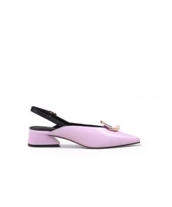 Jady Rose JadyRose | Pearl Ring Deco Croc-Embossed Leather Slingback Lalic