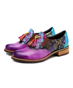 New In Shoes SOFFIA | Purple Tassel Detailed Genuine Leather Oxford Shoes
