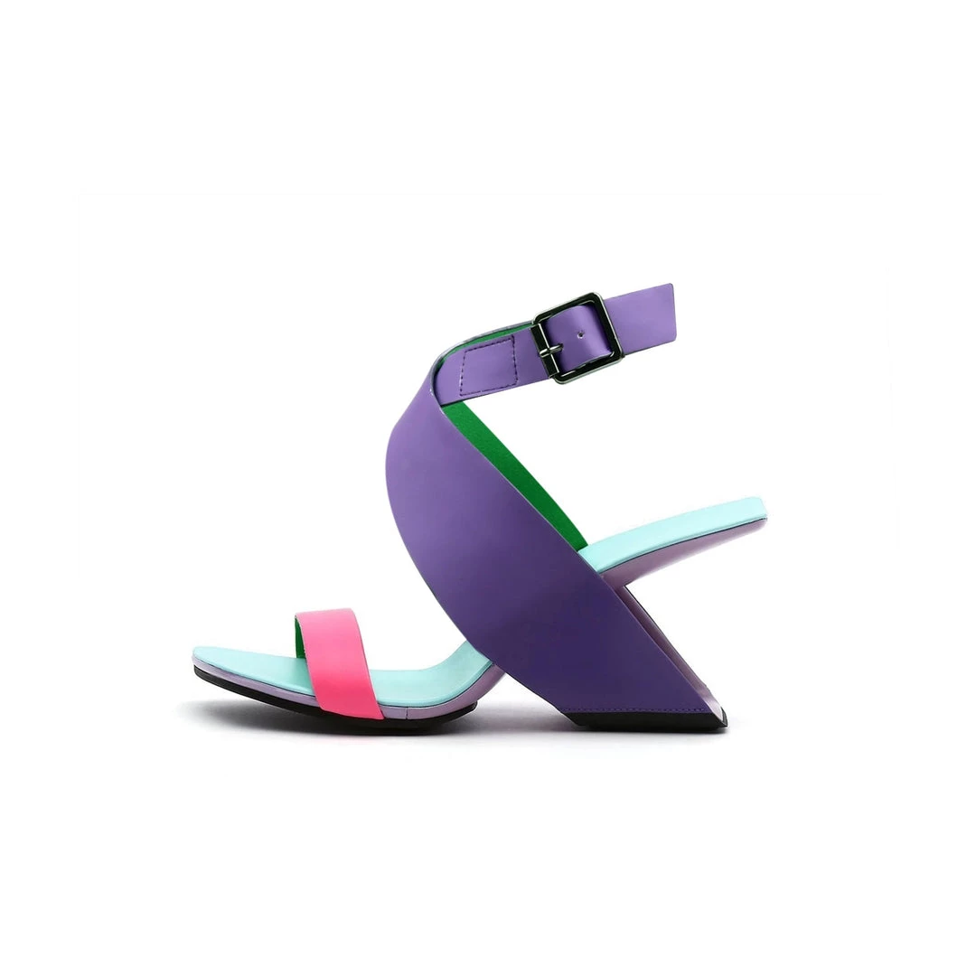 Jady Rose NEW ARRIVALS JadyRose | Twist Strap Open-Heel Leather Slide Sandal - Purple 2 Jady Rose NEW ARRIVALS JadyRose | Twist Strap Open-Heel Leather Slide Sandal - Purple