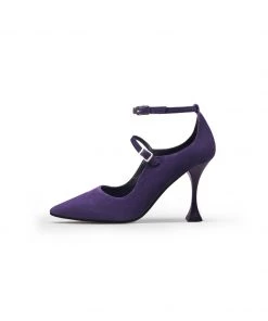 Jady Rose JadyRose | Scalloped Edges-Curve Shaped Leather Ankle Strap - Purple NEW ARRIVALS