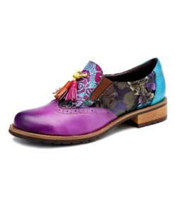 New In Shoes SOFFIA | Purple Tassel Detailed Genuine Leather Oxford Shoes