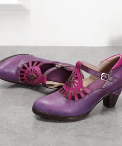 RXD NEW ARRIVALS SOFFIA | Purple Genuine Leather Cut Out Vintage Mary Jane Heeled Pumps 13 RXD NEW ARRIVALS SOFFIA | Purple Genuine Leather Cut Out Vintage Mary Jane Heeled Pumps