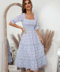 DY New In Clothing OWENA Square Neck Midi Dress - Purple 12 DY New In Clothing OWENA Square Neck Midi Dress - Purple