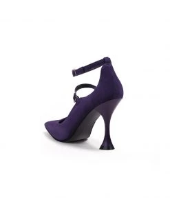 Jady Rose JadyRose | Scalloped Edges-Curve Shaped Leather Ankle Strap - Purple NEW ARRIVALS