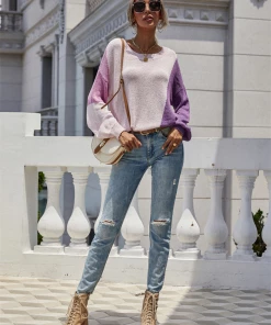 MY Smaibulun | GRANIA Two Tone Color Block Knit Sweater - Purple 11 MY Smaibulun | GRANIA Two Tone Color Block Knit Sweater - Purple