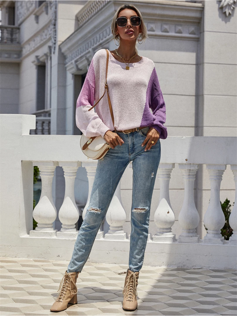 MY Smaibulun | GRANIA Two Tone Color Block Knit Sweater - Purple 5 MY Smaibulun | GRANIA Two Tone Color Block Knit Sweater - Purple