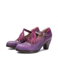RXD NEW ARRIVALS SOFFIA | Purple Genuine Leather Cut Out Vintage Mary Jane Heeled Pumps 14 RXD NEW ARRIVALS SOFFIA | Purple Genuine Leather Cut Out Vintage Mary Jane Heeled Pumps