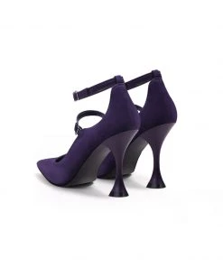 Jady Rose JadyRose | Scalloped Edges-Curve Shaped Leather Ankle Strap - Purple NEW ARRIVALS
