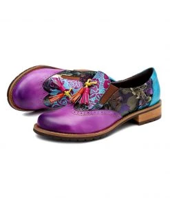 New In Shoes SOFFIA | Purple Tassel Detailed Genuine Leather Oxford Shoes