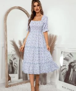 DY New In Clothing OWENA Square Neck Midi Dress - Purple 14 DY New In Clothing OWENA Square Neck Midi Dress - Purple