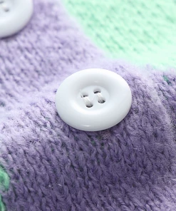 MY NEW ARRIVALS Smaibulun | FELISE Chess Patterned Knit Cardigan - Purple