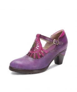 RXD NEW ARRIVALS SOFFIA | Purple Genuine Leather Cut Out Vintage Mary Jane Heeled Pumps 16 RXD NEW ARRIVALS SOFFIA | Purple Genuine Leather Cut Out Vintage Mary Jane Heeled Pumps