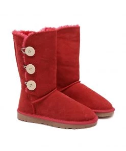 XH New In Shoes SMAIBULUN UGG™ | Side Button Faux Fur-Lined Leather Suede Boots