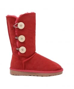 XH New In Shoes SMAIBULUN UGG™ | Side Button Faux Fur-Lined Leather Suede Boots