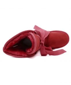 XH New In Shoes SMAIBULUN UGG™ | Ribbon Lace-Up Faux Fur-Lined Suede Mid-Length Boots