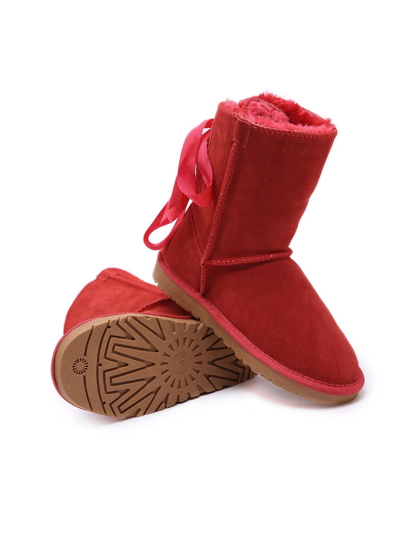 XH SMAIBULUN UGG™ | Back Ribbon Double-Bow Suede Boots 18 XH SMAIBULUN UGG™ | Back Ribbon Double-Bow Suede Boots