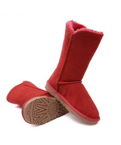 XH New In Shoes SMAIBULUN UGG™ | Side Button Faux Fur-Lined Leather Suede Boots