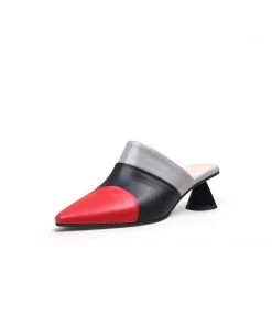 Jady Rose JadyRose | Contrast Color Triangular-Heel Leather Slide Mule S/S 2022