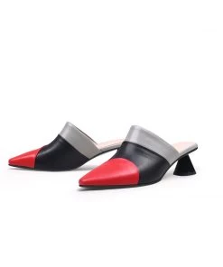 Jady Rose JadyRose | Contrast Color Triangular-Heel Leather Slide Mule S/S 2022